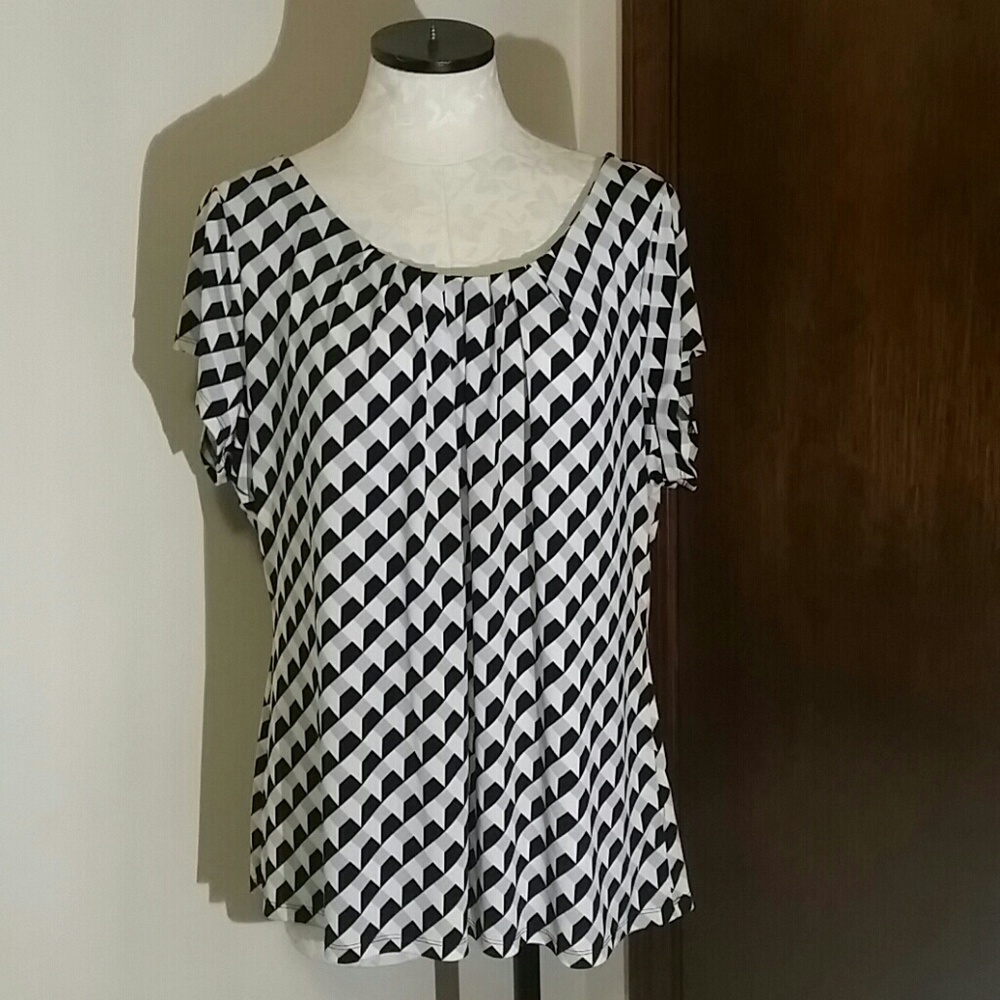 PLUS SIZE Worthington Black, Grey and Cream Blouse